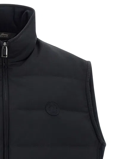 Brioni 'golf Capsule' Sleeveless Padded High Collar Vest In Black