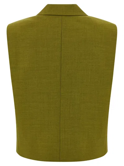 Theory Double-breasted Vest In City Twill In Green