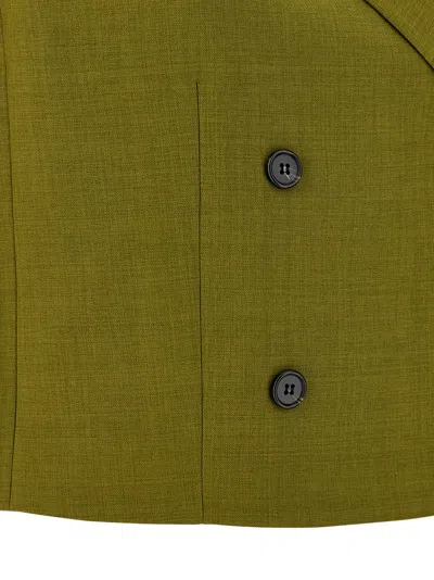 Theory Double-breasted Vest In City Twill In Green