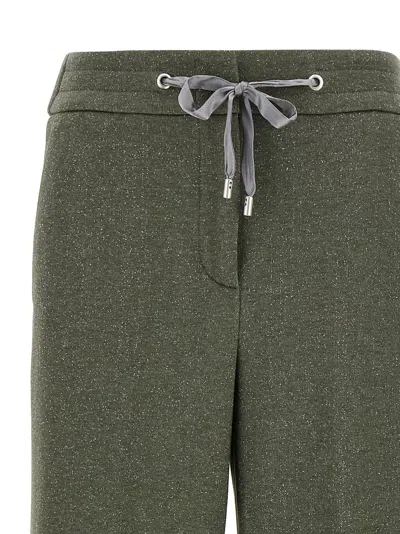 Peserico Shimmering Sweatpants Drawstring Waistband In Green