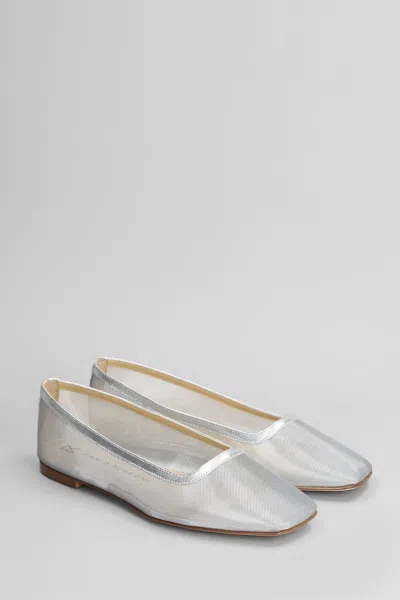 Fabio Rusconi Ballet Flats In Silver Leather And Fabric