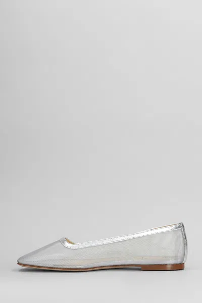 Fabio Rusconi Ballet Flats In Silver Leather And Fabric