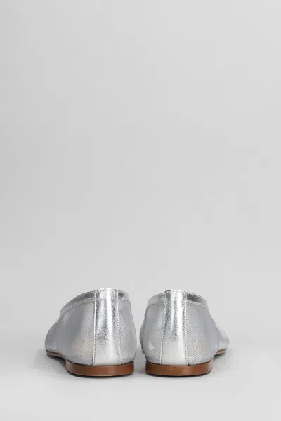 Fabio Rusconi Ballet Flats In Silver Leather And Fabric