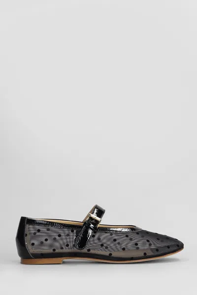 Fabio Rusconi Ballet Flats In Black Leather And Fabric