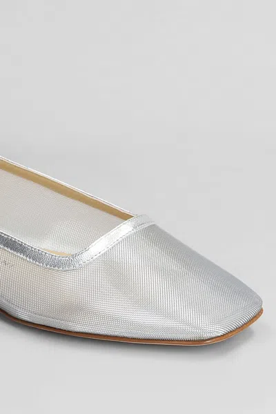 Fabio Rusconi Ballet Flats In Silver Leather And Fabric
