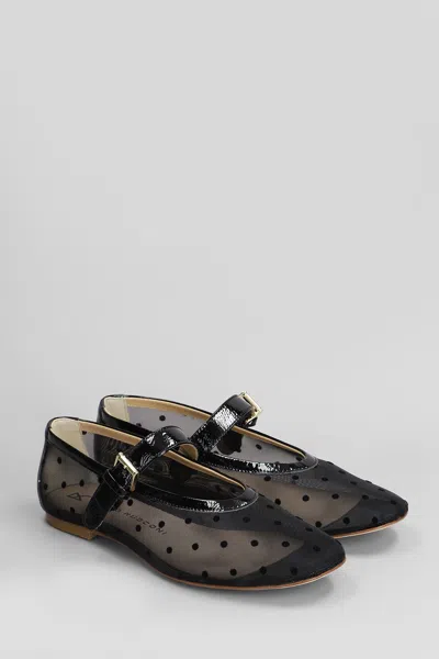 Fabio Rusconi Ballet Flats In Black Leather And Fabric