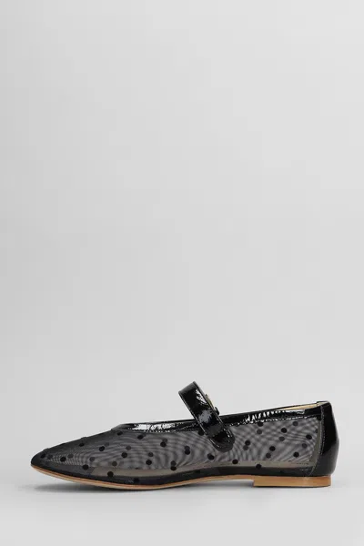 Fabio Rusconi Ballet Flats In Black Leather And Fabric