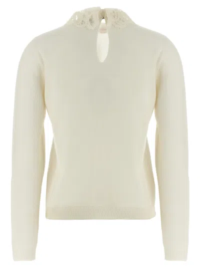 Fabiana Filippi Lace Neck Sweater Sweaters And Cardigans White In White