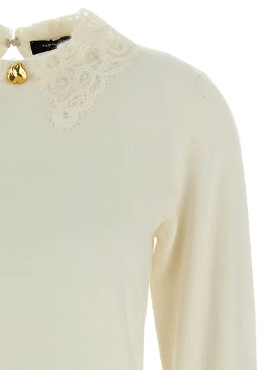 Fabiana Filippi Lace Neck Sweater Sweaters And Cardigans White In White