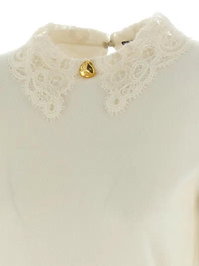 Fabiana Filippi Lace Neck Sweater Sweaters And Cardigans White In White