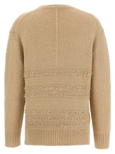 Fabiana Filippi Textured Knit Camel Sweater With Ribbed Edges In Brown