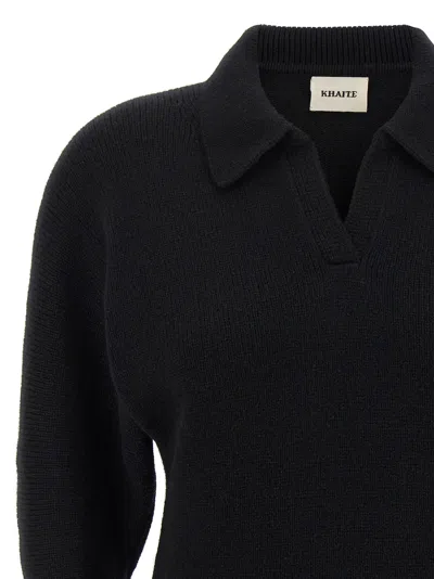 Khaite Black Cashmere Herve Polo Shirt In Black
