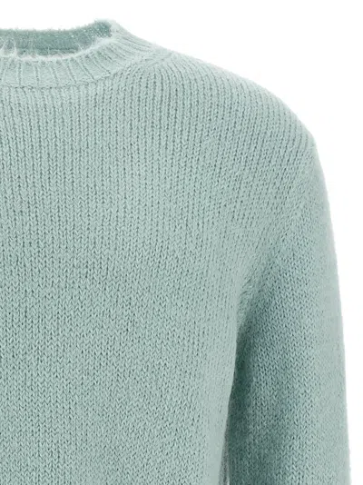 Jil Sander Powder Blue Alpaca And Wool Blend Crewneck Sweater In Green