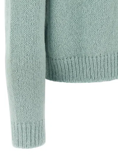 Jil Sander Powder Blue Alpaca And Wool Blend Crewneck Sweater In Green