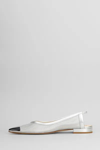 Fabio Rusconi Ballet Flats In Silver Leather And Fabric