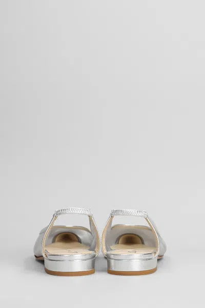 Fabio Rusconi Ballet Flats In Silver Leather And Fabric