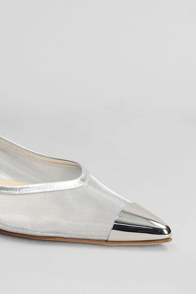 Fabio Rusconi Ballet Flats In Silver Leather And Fabric