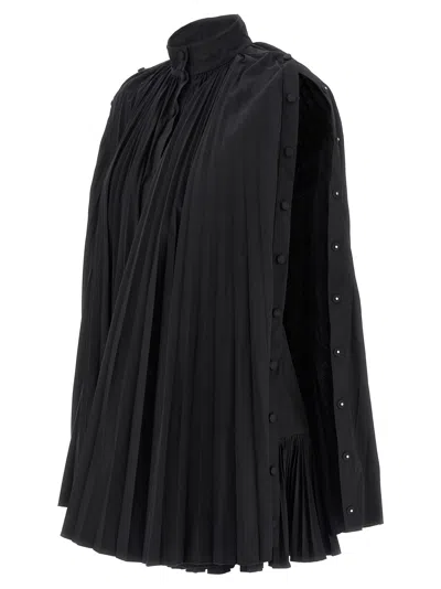 Giovanni Bedin Pleated Dress With Cape In Black