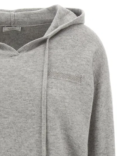 Peserico Grey Punto Luce Hooded Sweater In Gray