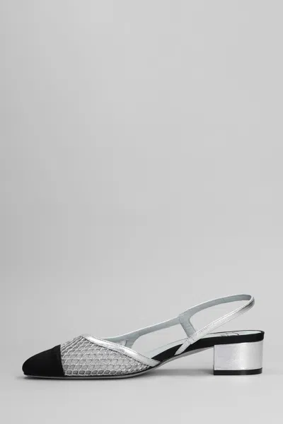 Roberto Festa Ninfa Pumps In Silver Leather And Fabric