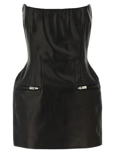 Magda Butrym Strapless Fitted Silhouette Dress With Zipper Accents In Black