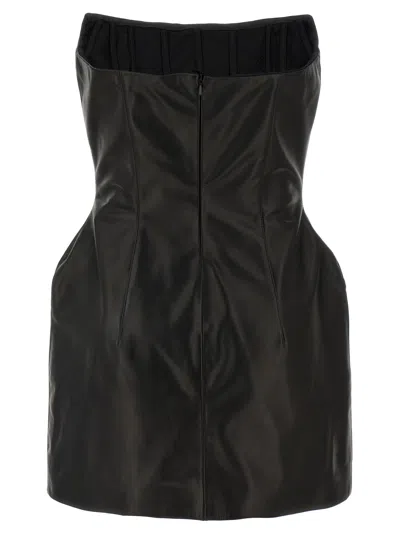 Magda Butrym Strapless Fitted Silhouette Dress With Zipper Accents In Black