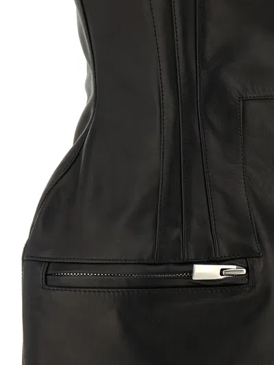 Magda Butrym Strapless Fitted Silhouette Dress With Zipper Accents In Black