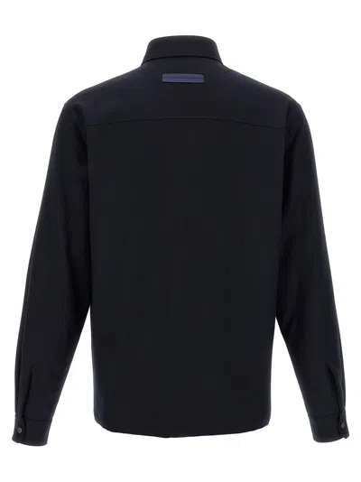 Zegna Padded Techmerino Shirt Jacket In Black