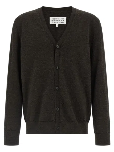 Maison Margiela Suede Patch Cardigan Sweaters And Cardigans Brown In Brown