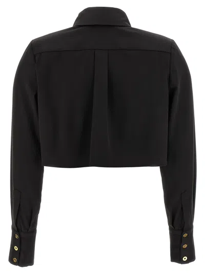 Elisabetta Franchi Short Shirt With Long Sleeves And Collar In Black