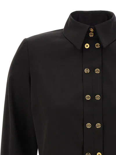 Elisabetta Franchi Short Shirt With Long Sleeves And Collar In Black