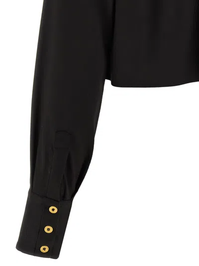 Elisabetta Franchi Short Shirt With Long Sleeves And Collar In Black