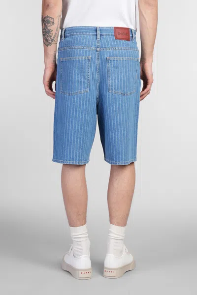 Drôle De Monsieur Blue 'le Short Baggy Rayures' Denim Shorts In Blue
