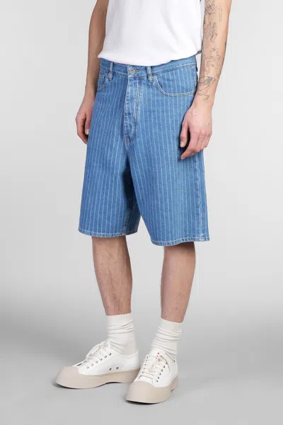Drôle De Monsieur Blue 'le Short Baggy Rayures' Denim Shorts In Blue