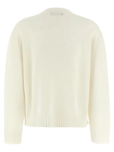 Fabiana Filippi Sweater V-neck Ribbed Cuffs Hem Neckline In White