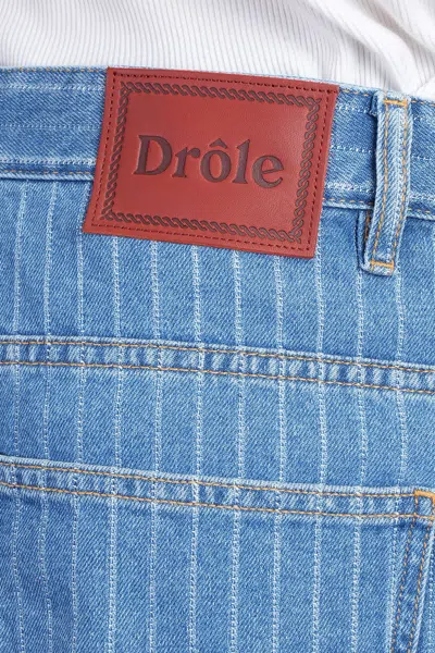 Drôle De Monsieur Blue 'le Short Baggy Rayures' Denim Shorts In Blue