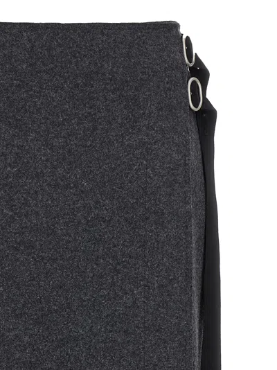 Jil Sander Flannel Skirt In Gray