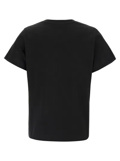 Moncler Cotton T-shirt With Embroidered Cursive Logo In Black