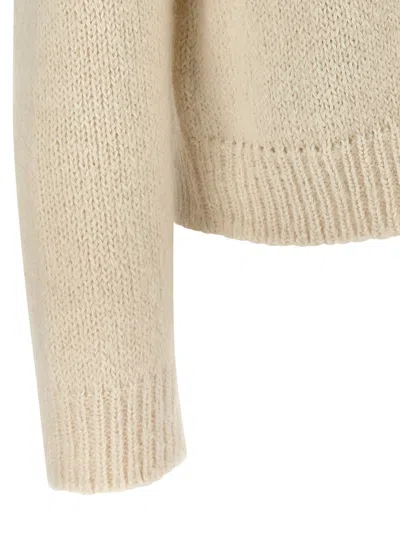 Jil Sander Ribbed Hem And Cuff Alpaca Blend Sweater In White