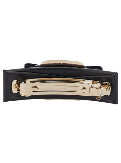 Ferragamo Black Hairclip With Vara Bow In Black