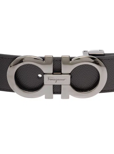 Ferragamo Brown Reversible Belt With Gancini Buckle In Leather Man