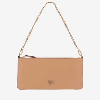 Pinko Leather Clutch Bag With Logo