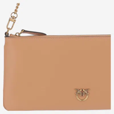 Pinko Leather Clutch Bag With Logo