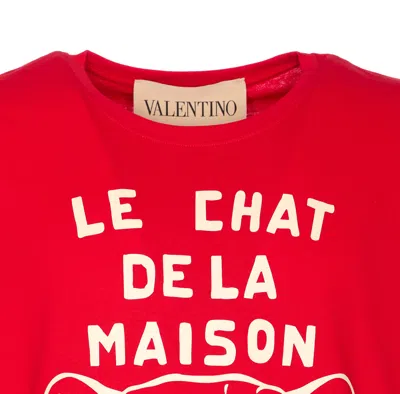 Valentino T-shirt With Chat De La Maison Print In Red
