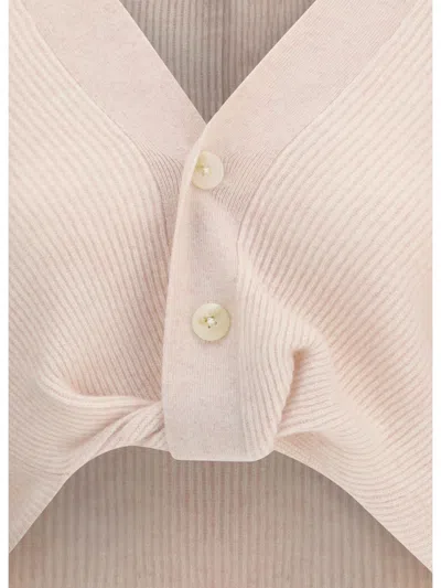 R13 Ribbed Button Cardigan In Pink