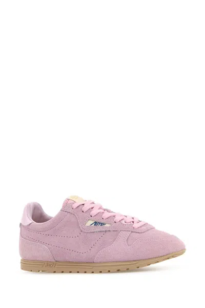 Autry Suede Sneakers With Durable Rubber Sole In Pink