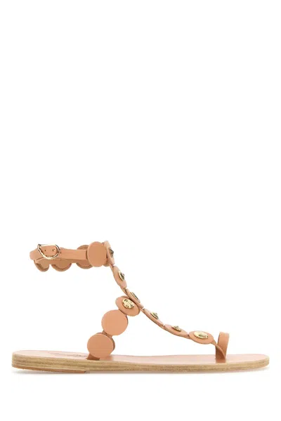 Ancient Greek Sandals Peach Leather Thong Sandals