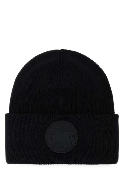 Canada Goose Black Wool Arctic Beanie Hat In Black