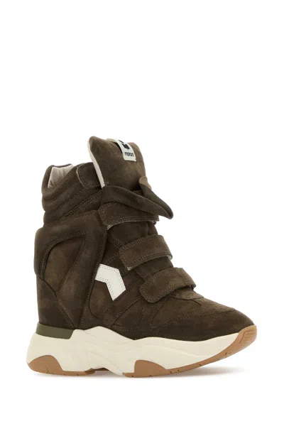 Isabel Marant High-top Suede Sneakers Contrast Sole In Brown