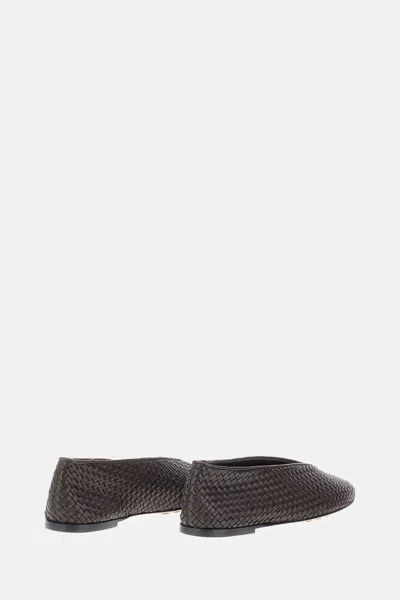 Bottega Veneta Fondant Intrecciato Lambskin Rosa Ballet Flats In Brown